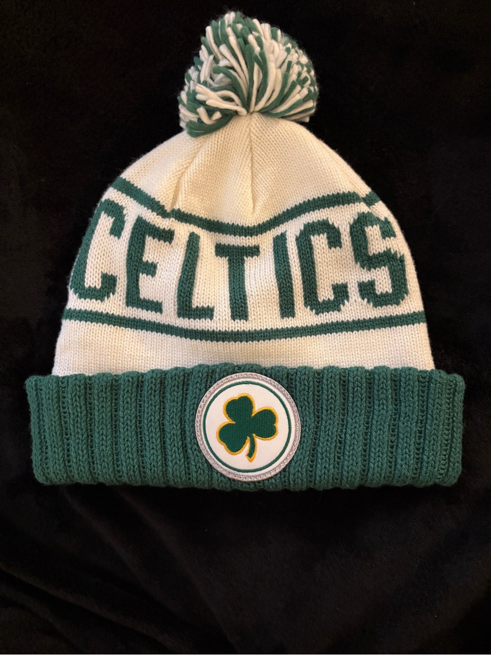 Mitchell & Ness Boston Celtics Green/White Knit Pom Beanie Hat